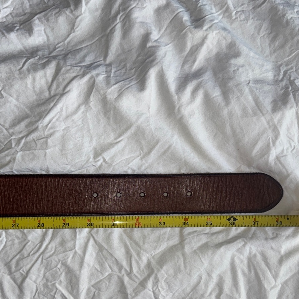 Mossimo Supply Co. Cognac Brown Leather Belt Black Details and Brass Buckle Med - Picture 4 of 5